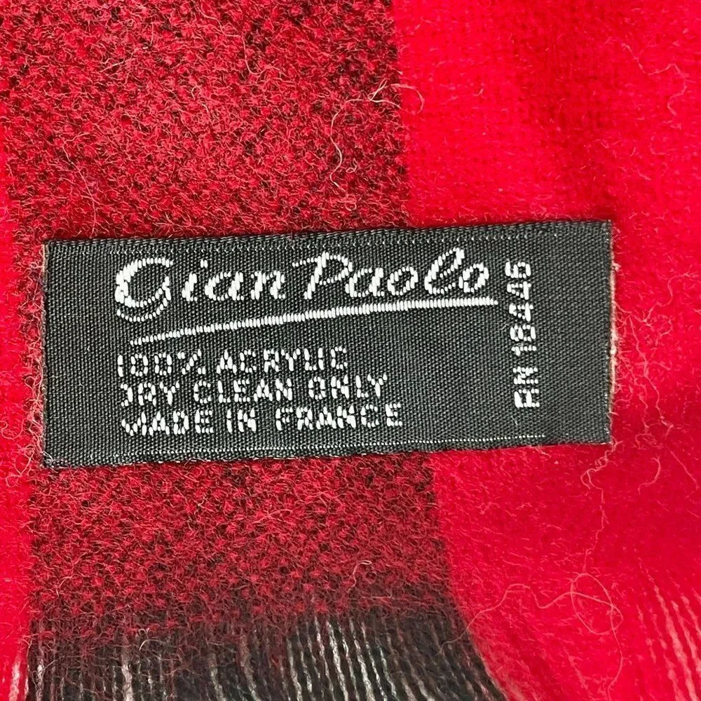 Vintage Gian Paolo Red and Black Buffalo Check Scarf